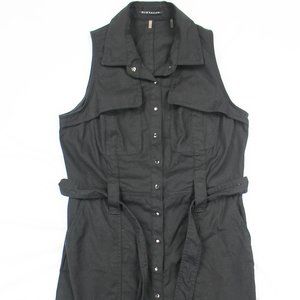 Elie Tahari Womens Button Down Shirt Dress Black Cotton Size 4